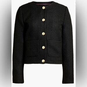 J. Crew Black Textured Lady Jacket with Gold Accents